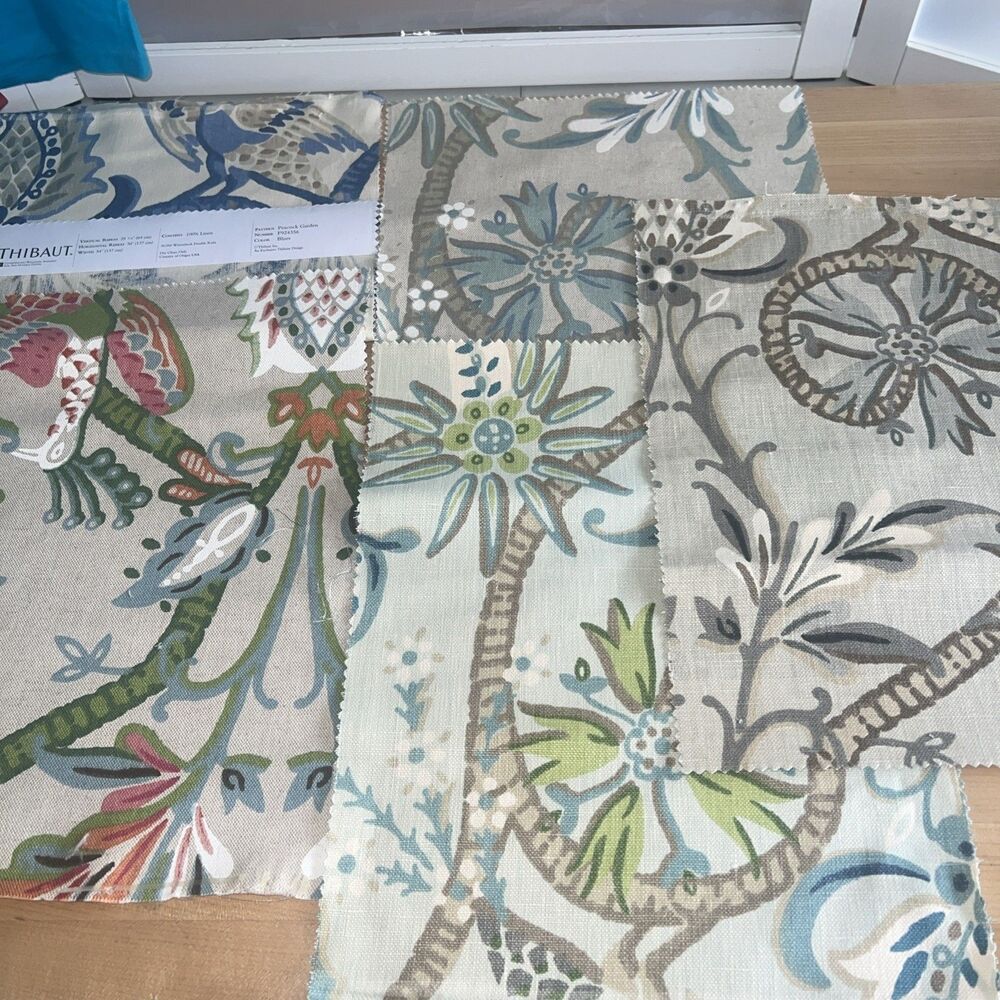 Thibaut Fabric Samples 15x12 New Peacock Garden